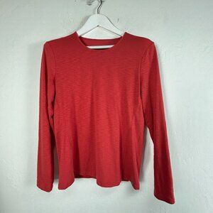 Title Nine Womens Crew Neck Long Sleeve Top Medium Red Space Dye Stretch Casual